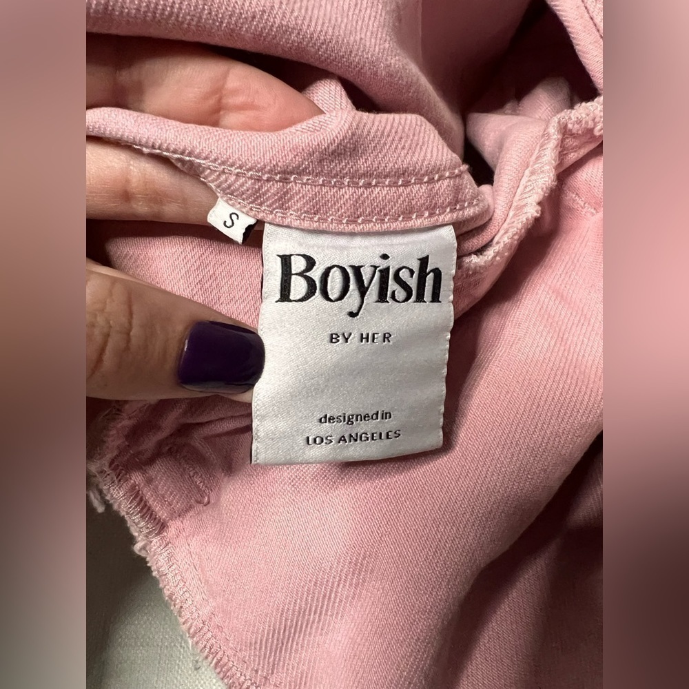 Boyish The Tommy Pink Denim Cropped Oversized Jacket Small - Picture 7 of 11